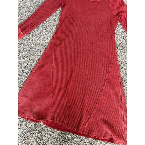 able Shoulder Cutout Raw Hem Thermal Dress Red Bohemian S Distressed Flowy - Picture 2 of 10